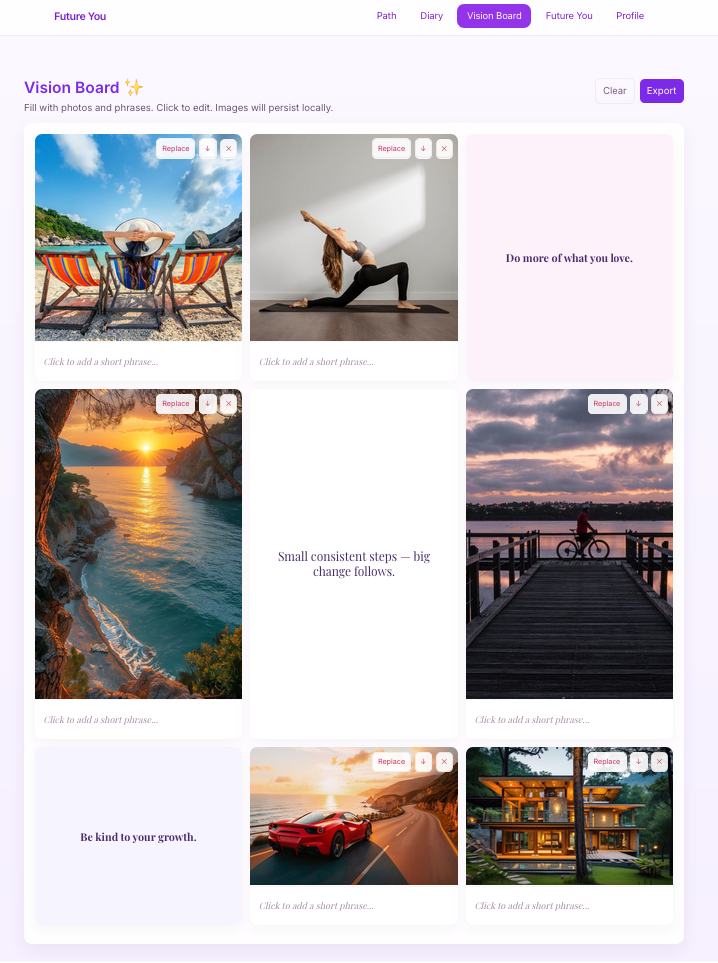 FutureSelf vision board
